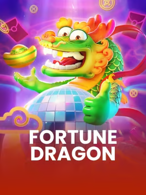 Capa do jogo Fortune Dragon da plataforma Rico33 com dragão vermelho e símbolos de riqueza