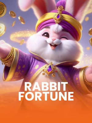 Capa do jogo Rabbit Fortune da plataforma Rico33 com coelho dourado e símbolos de sorte