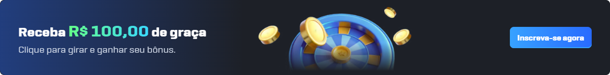 Banner promocional da plataforma Rico33 com oferta de até R$100,00 grátis para girar e ganhar bônus